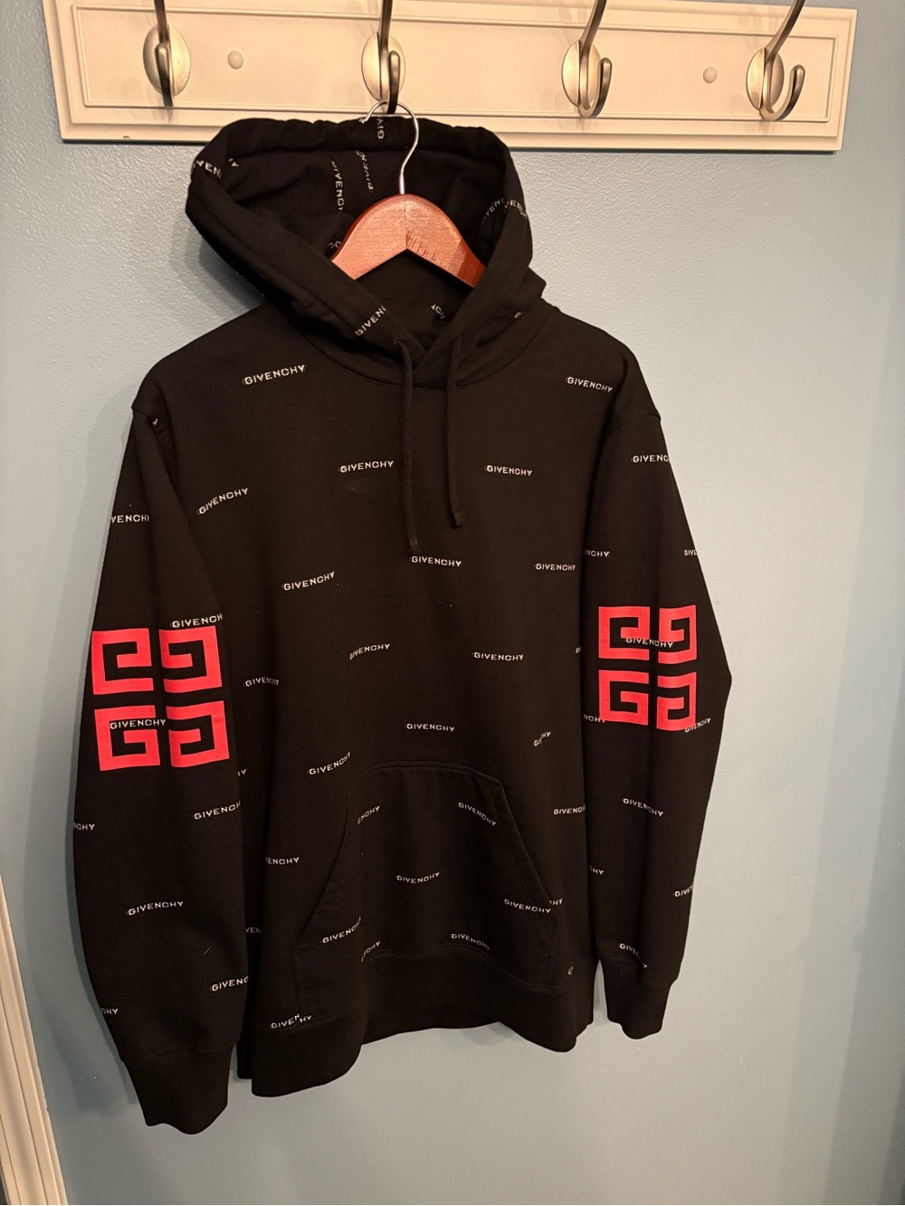 Givenchy 4G Allover Print Spellout Hoodie with Logo print on Elbows